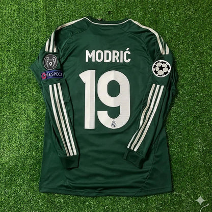 Luka Modric 19- Real Madrid 2012-2013 Champions League Green Long Sleeve Jersey Soccer Shirt