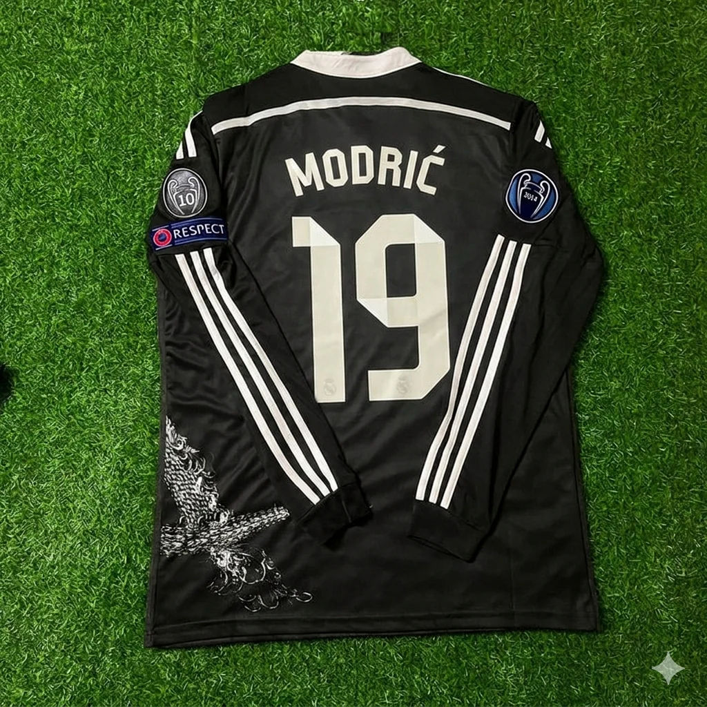 Luka Modric 19- Real Madrid 2015 Dragon Black Retro Jersey Soccer Shirt Trikot