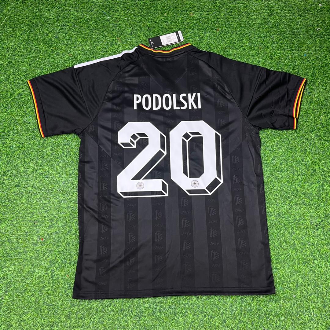Lukas Podolski 20# Maillot de football rétro vintage noir Allemagne