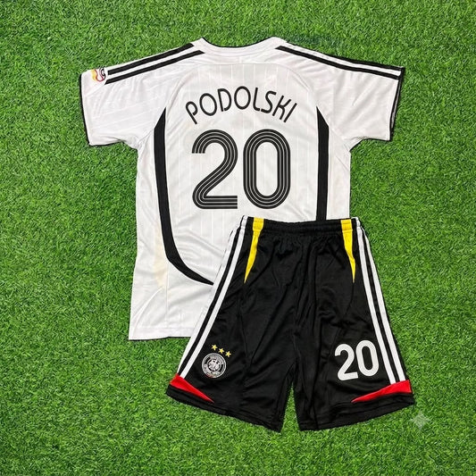 Germany 2006 World Cup Kids White Retro Football Jersey – Lukas Podolski