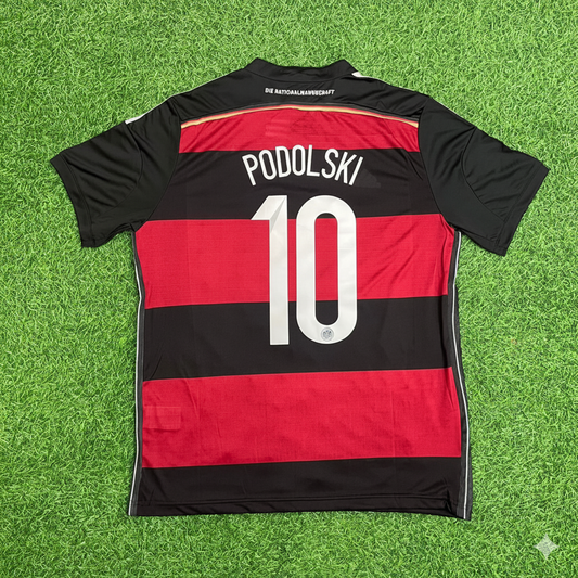 Lukas Podolski Alemania Deutschland Copa Mundial 2014 Brasil Camiseta de Fútbol Retro Negra y Roja Trikot