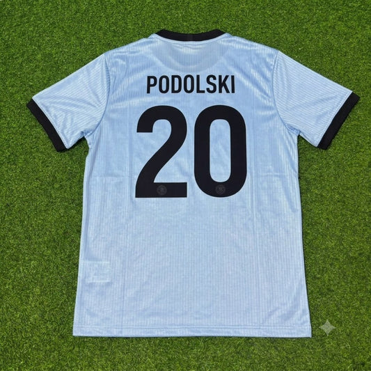Lukas Podolski Germany 125th Year Special Clear Blue Retro Football Jersey