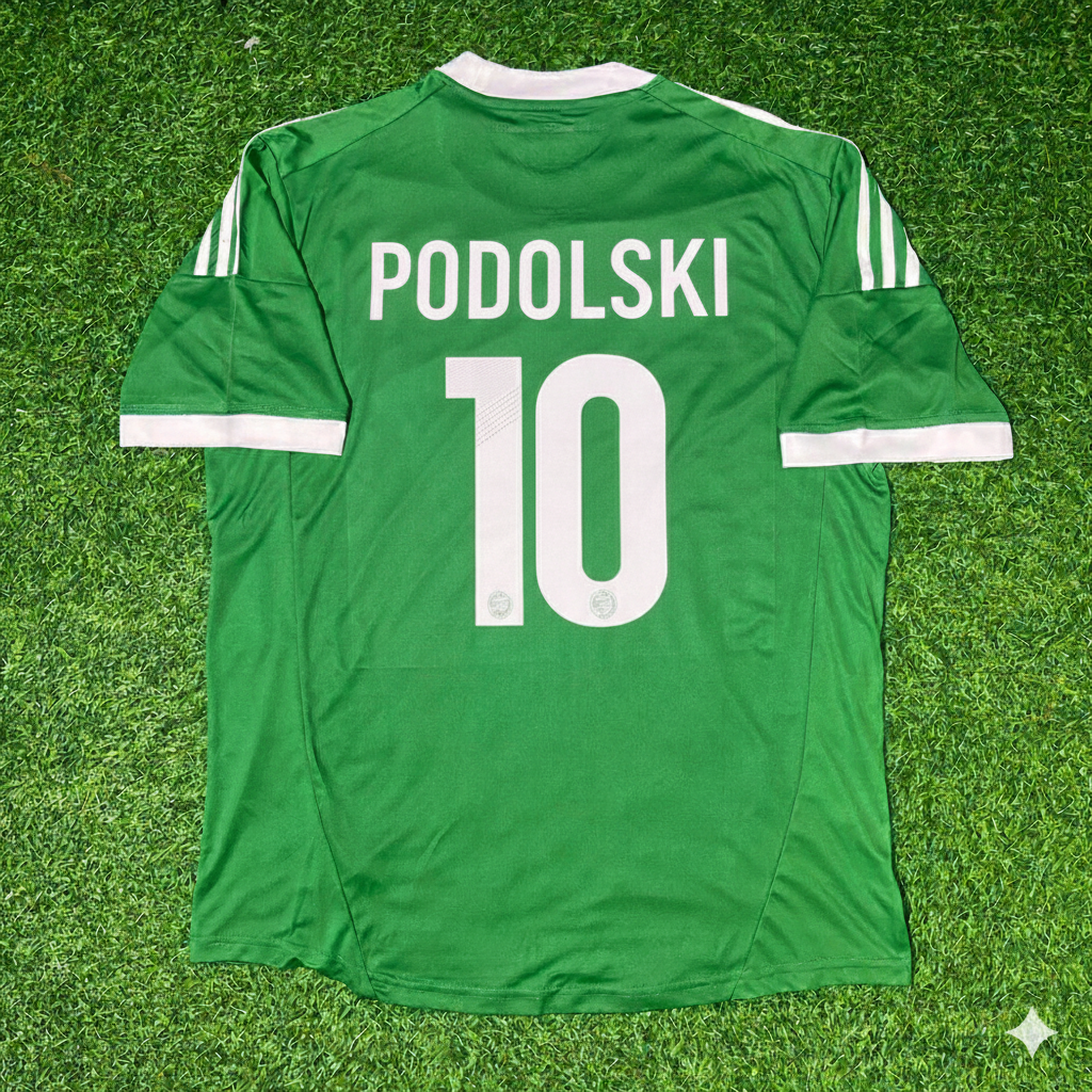 Germany 2012 EURO Green Retro Football Jersey – Lukas Podolski