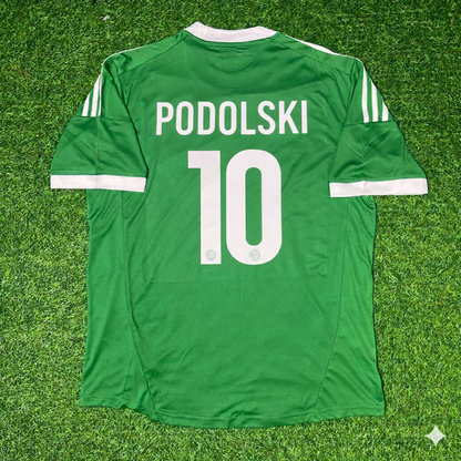 Germany 2012 EURO Green Retro Football Jersey – Lukas Podolski