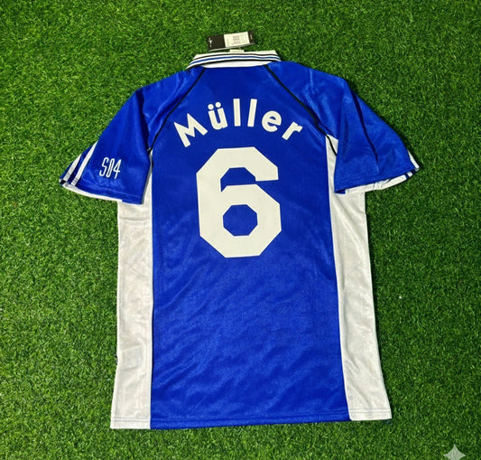Andreas Müller FC Schalke 04 1999/2000 Blaues Heimtrikot Retro Fußballtrikot