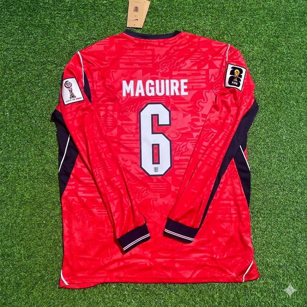 Harry Maguire England 2026 World Cup Away Red Long Sleeve Football Jersey