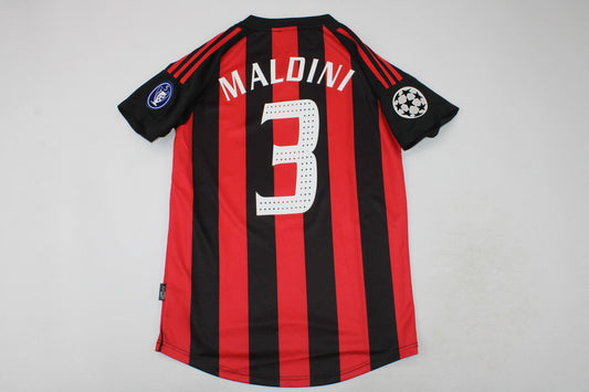 Paolo Maldini AC Mailand 2002/2003 Rotes Heim Retro Fußballtrikot Set