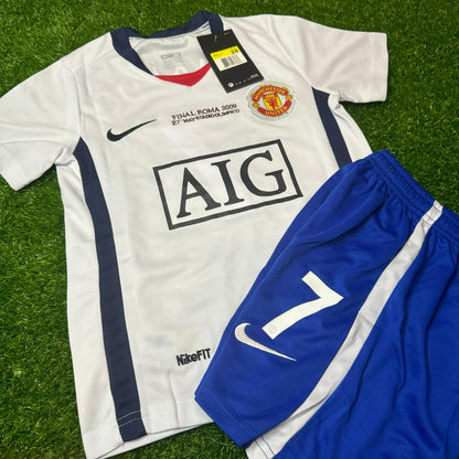 Cristiano Ronaldo Manchester United 2008/09 Away White Kids Kit – Kit Jersey for Children – | KinderTrikot | Maillot Enfant Soccer Shirt