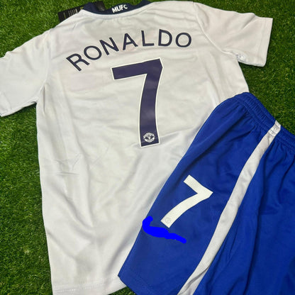 Cristiano Ronaldo Manchester United 2008/09 Away White Kids Kit – Kit Jersey for Children – | KinderTrikot | Maillot Enfant Soccer Shirt