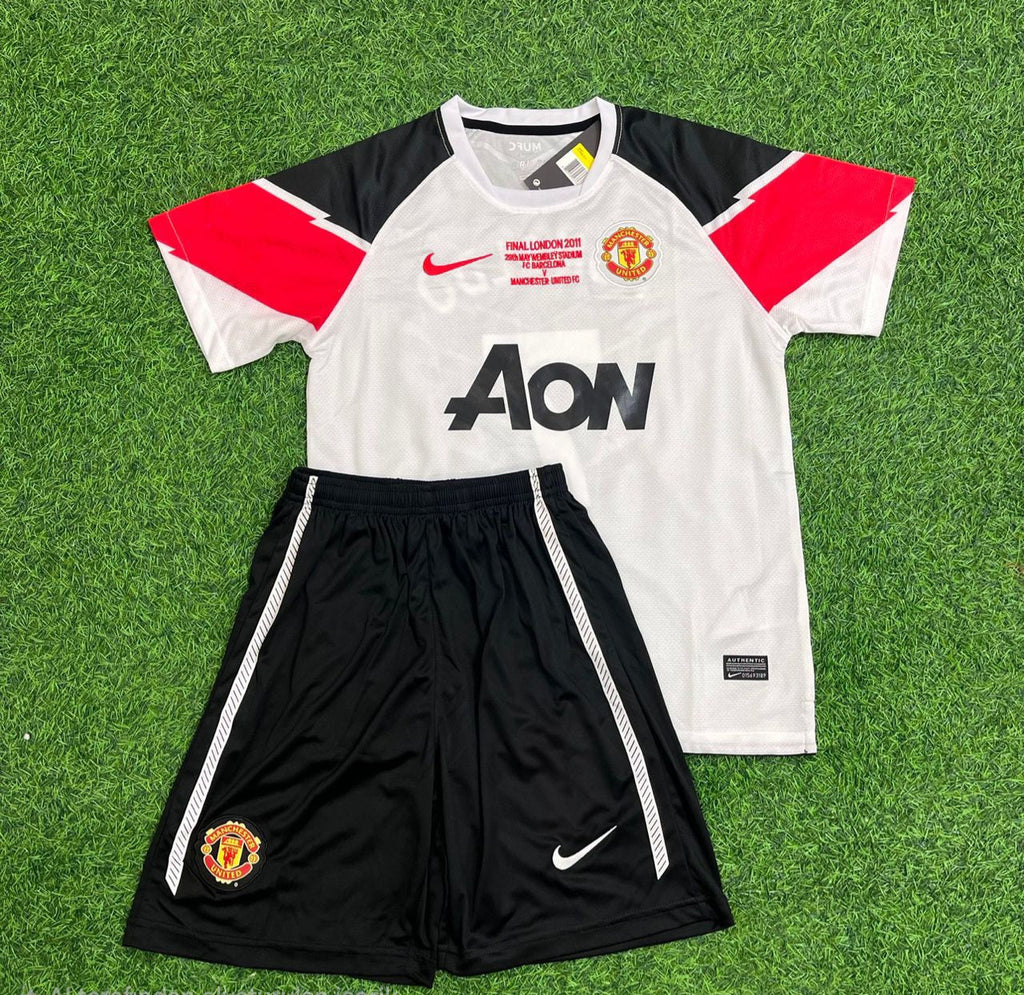 Rio Ferdinand Manchester United 2011 Champions League Final Kids Retro Football Jersey Kit