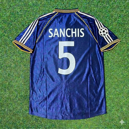 Manolo Sanchís 5-  Real Madrid 1998-1999 Blue Retro Jersey Soccer Shirt