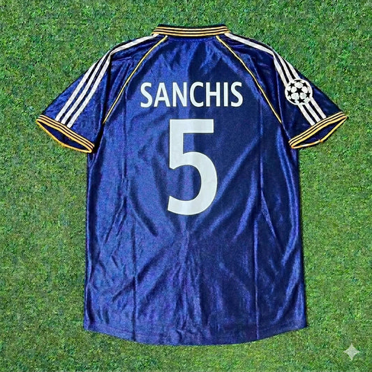 Manolo Sanchís 5 – Real Madrid 1998-1999 Blaues Retro Trikot Fußballtrikot