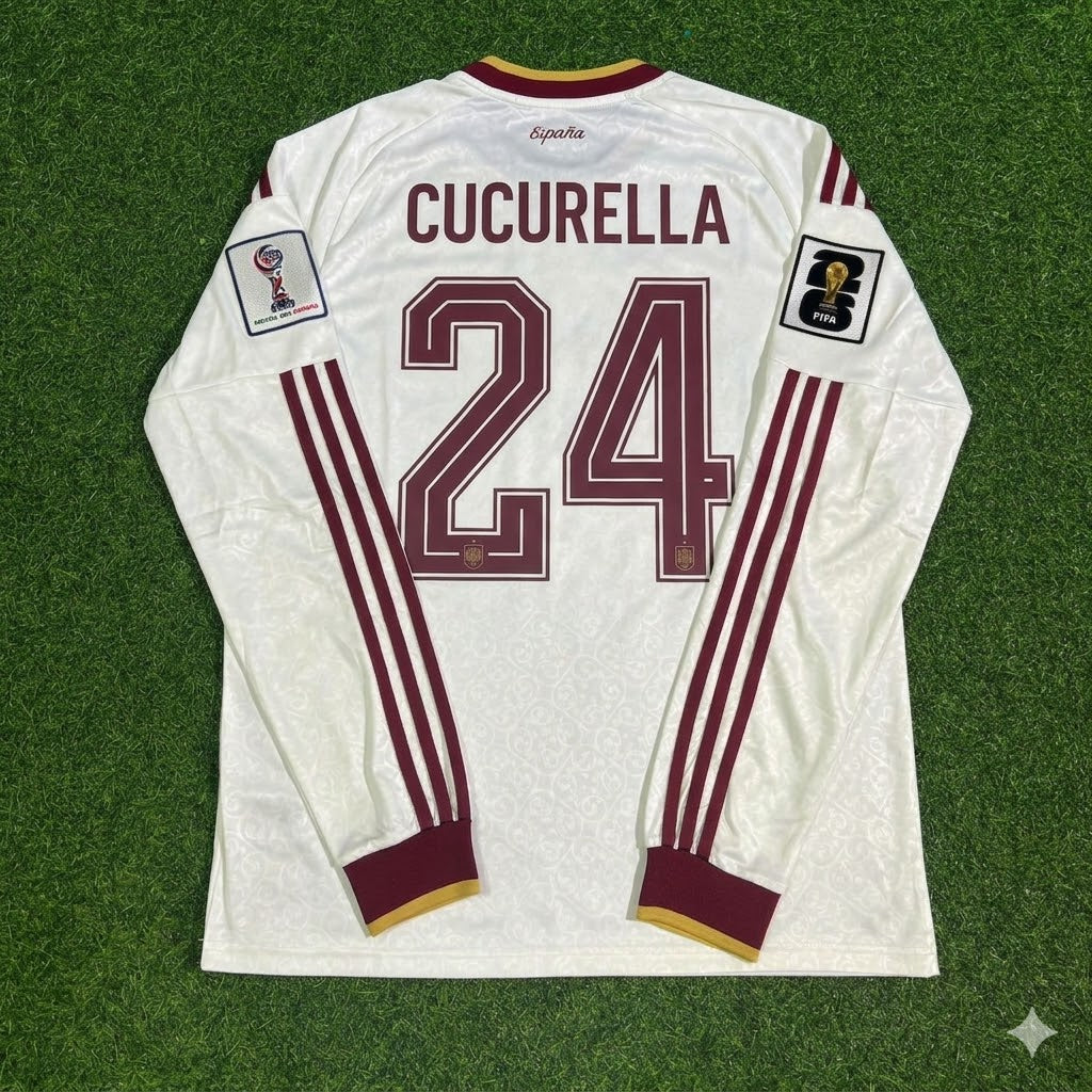 Marc Cucurella #24 Spain 2026 World Cup Away Long Sleeve Jersey Trikot Maillot