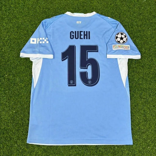 Marc Guéhi #15 Manchester City 2026-27 Domicile Nouvelle Saison Maillot Patch Ligue des Champions Football