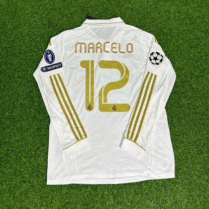 Marcelo 12- Real Madrid 2011-2012 White Long Sleeve Jersey Soccer Shirt