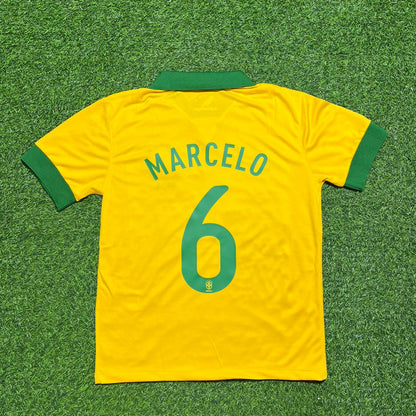 Marcelo #6 Brasilien WM 2014 Heim Retro Gelbes Trikot