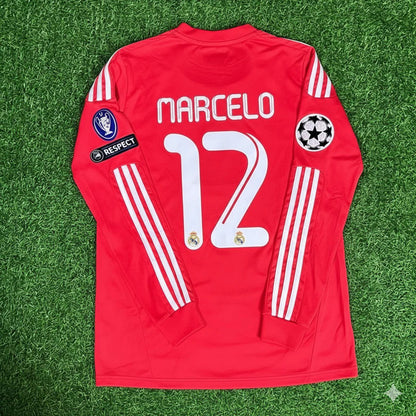Marcelo 12- Real Madrid 2011-2012 Red Long Sleeve Jersey Soccer Shirt
