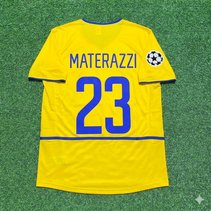 Maillot de football rétro jaune Marco Materazzi Inter Milan 2002-2003