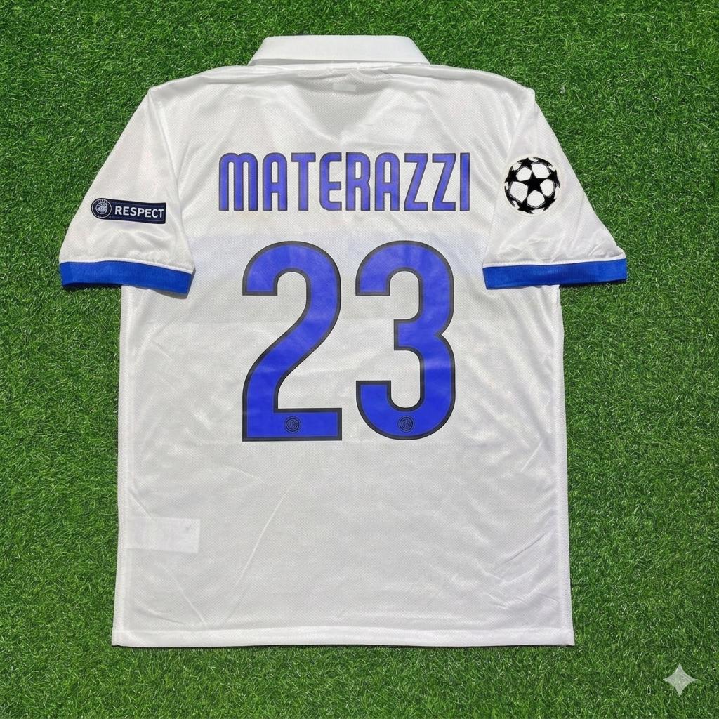 Camiseta de fútbol retro blanca del Inter 2009/2010 de Marco Materazzi
