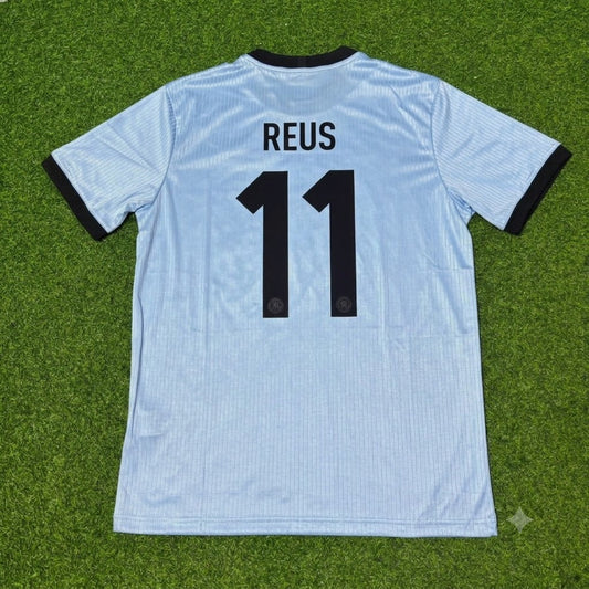 Maillot de football rétro Marco Reus Allemagne 125e anniversaire Bleu clair spécial