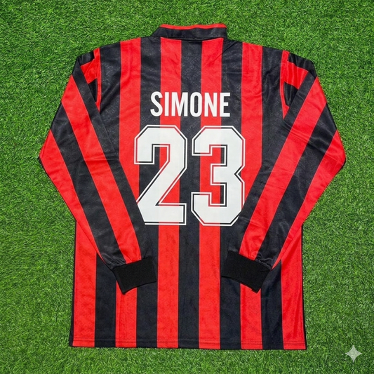 Marco Simone #23 AC Milan 1989-1990 Retro Long Sleeve Football Jersey