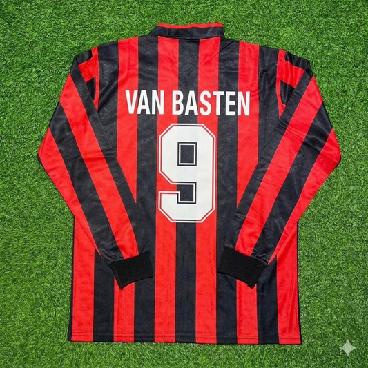 Marco van Basten #9 AC Milan 1989-1990 Retro Long Sleeve Football Jersey