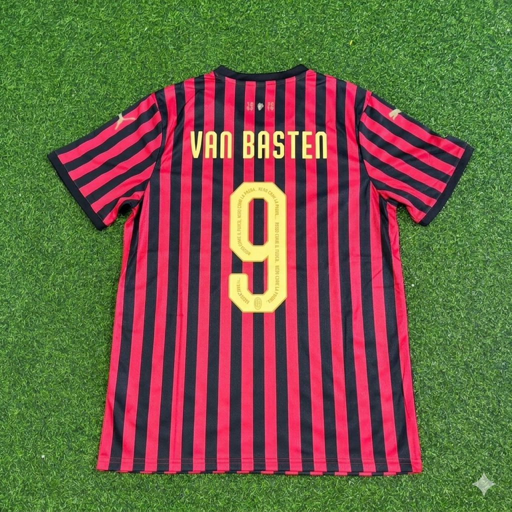 Marco van Basten AC Milan 120th Anniversary Special Golden Retro Football Jersey