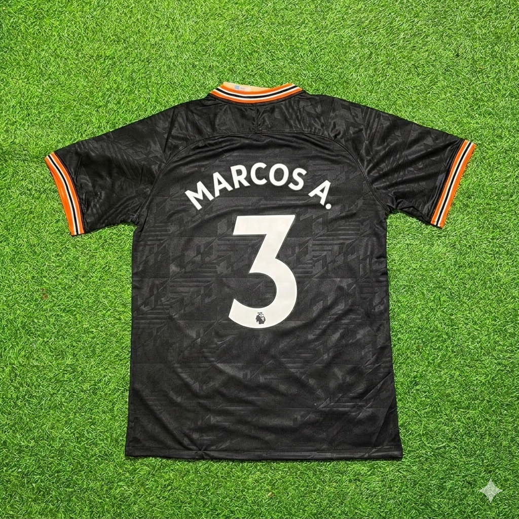 Marcos Alonso 3- Tenue de football rétro extérieure noire Chelsea 2019/2020