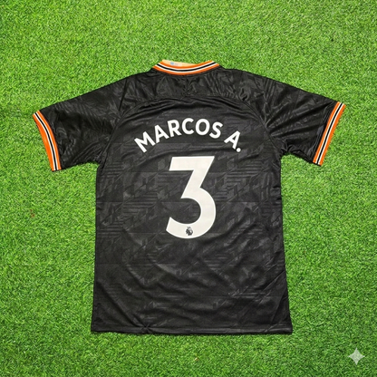 Marcos Alonso 3- Tenue de football rétro extérieure noire Chelsea 2019/2020