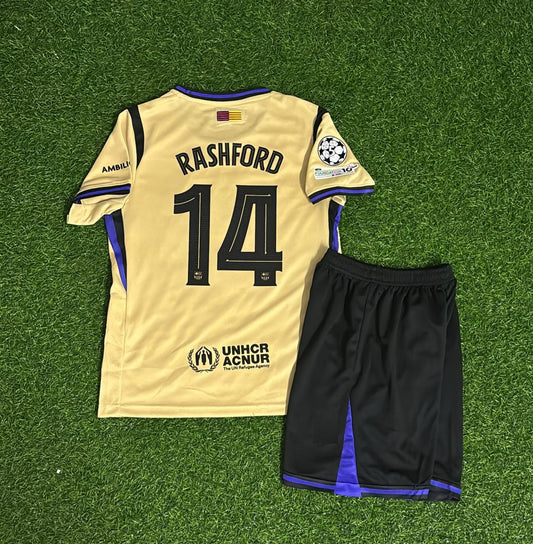 Marcus Rashford Barcelona Away New Season 2026 Kids Football Jersey Kit