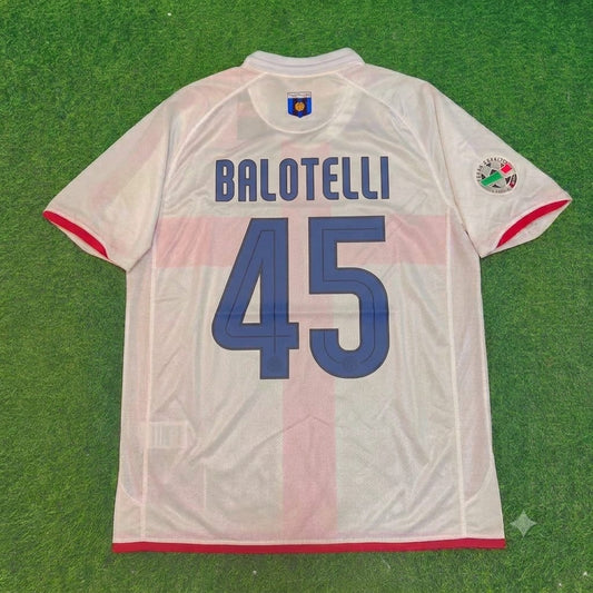 Mario Balotelli #45 Inter 2007- 2008 Saison Auswärtstrikot Weiß Rot Retro Jersey Trikot Maillot Maglia Fußballtrikot