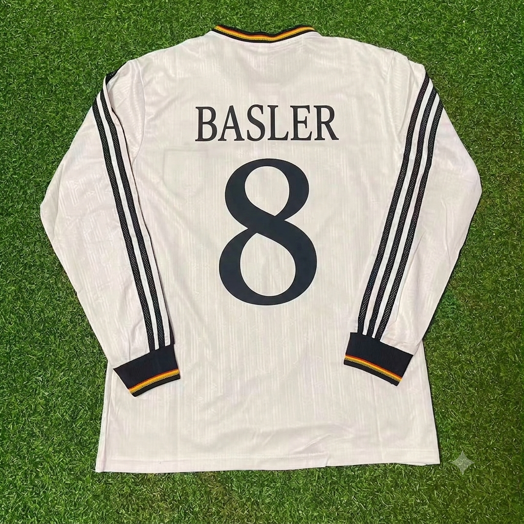 Germany 1996 EURO Final Home Long Sleeve Retro Football Jersey – Mario Basler 8