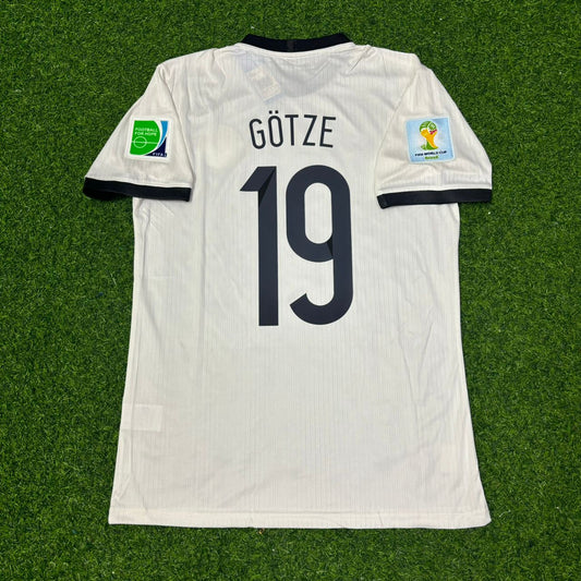 Camiseta de fútbol retro blanca edición especial de Mario Götze Alemania Mundial 2014