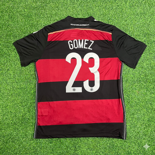 Mario Gomez Deutschland 2014 Weltmeisterschaft Brasilien Schwarz-Rotes Retro-Trikot Fußballshirt