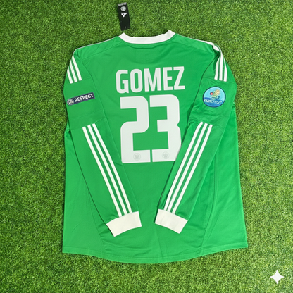 Germany 2012 EURO Long Sleeve Green Retro Football Jersey – Mario Gomez