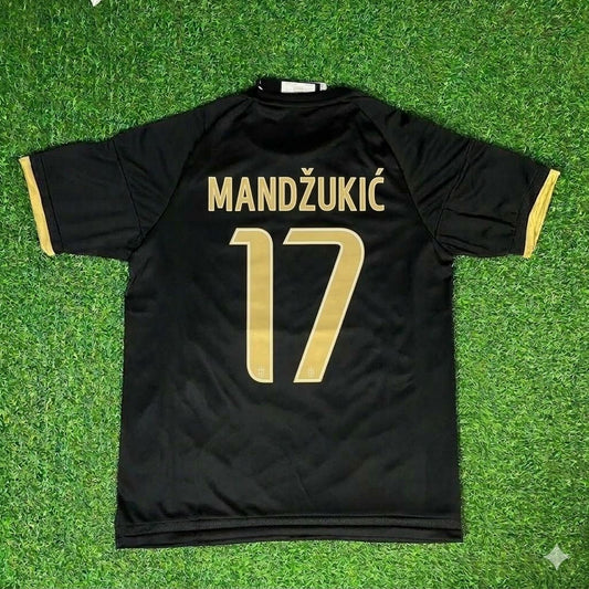 Mario Mandžukić 17- Juventus Retro Schwarz Kit Trikot Maglia Fußball Shirt