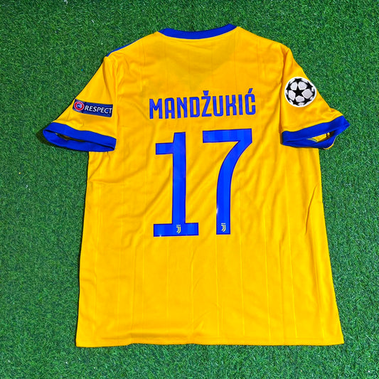 Mario Mandzukic Juventus 2017-2018 Gelbes Retro Fußballtrikot