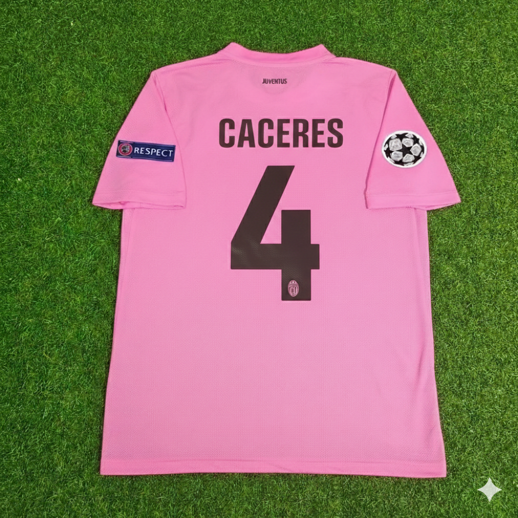 Martin Caceres Juventus Pink 2012 2013 Season Retro Jersey Soccer Shirt