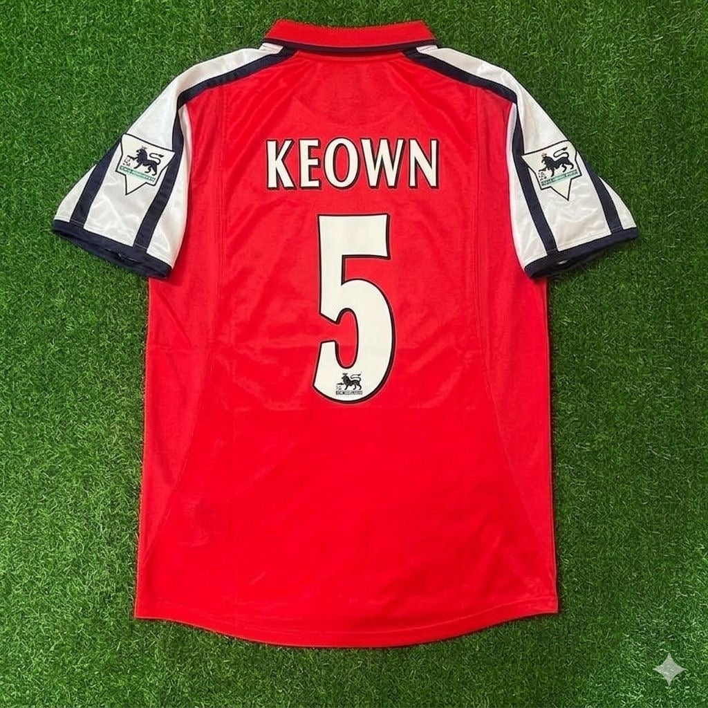 Martin Keown n° 5 Arsenal 1999-2002 Maillot Rétro Rouge Blanc Trikot Maglia Camiseta Maillot de Football