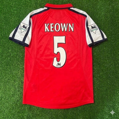 Martin Keown n° 5 Arsenal 1999-2002 Maillot Rétro Rouge Blanc Trikot Maglia Camiseta Maillot de Football