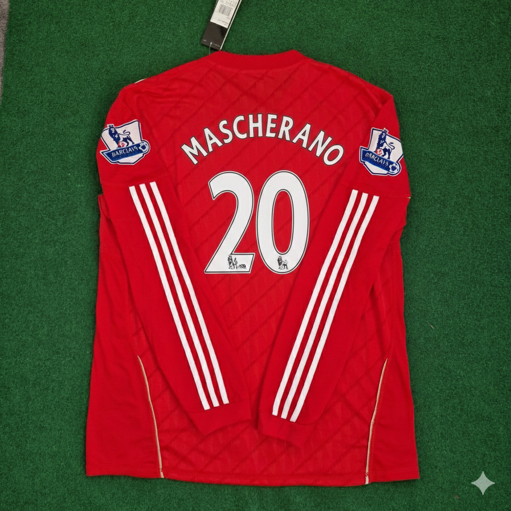 Liverpool 2010/12 Long Sleeve Red Retro Jersey – Javier Mascherano