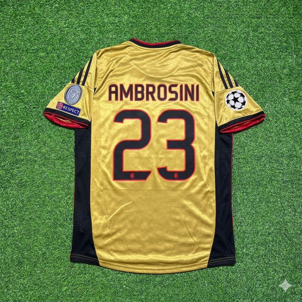 AC Milan Gold Retro Jersey – Massimo Ambrosini 23