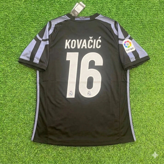 Mateo Kovačić 16 - Real Madrid 2016 Schwarzes Retro-Fußballtrikot