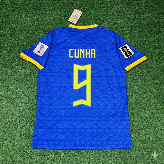 Matheus Cunha 9 - Maillot de Foot Brésil Coupe du Monde 2026 Bleu Nouvelle Saison