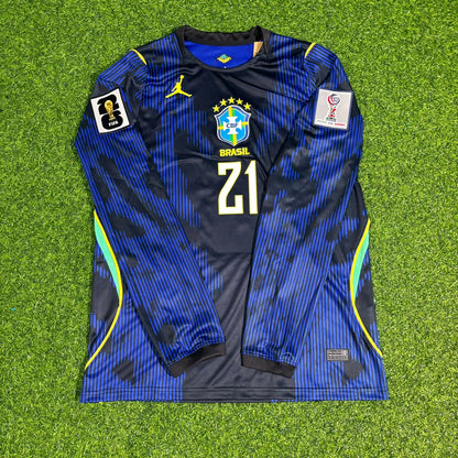 Matheus Cunha 21# Brazil 2026 World Cup Sleeve Blue Away Jersey Trikot