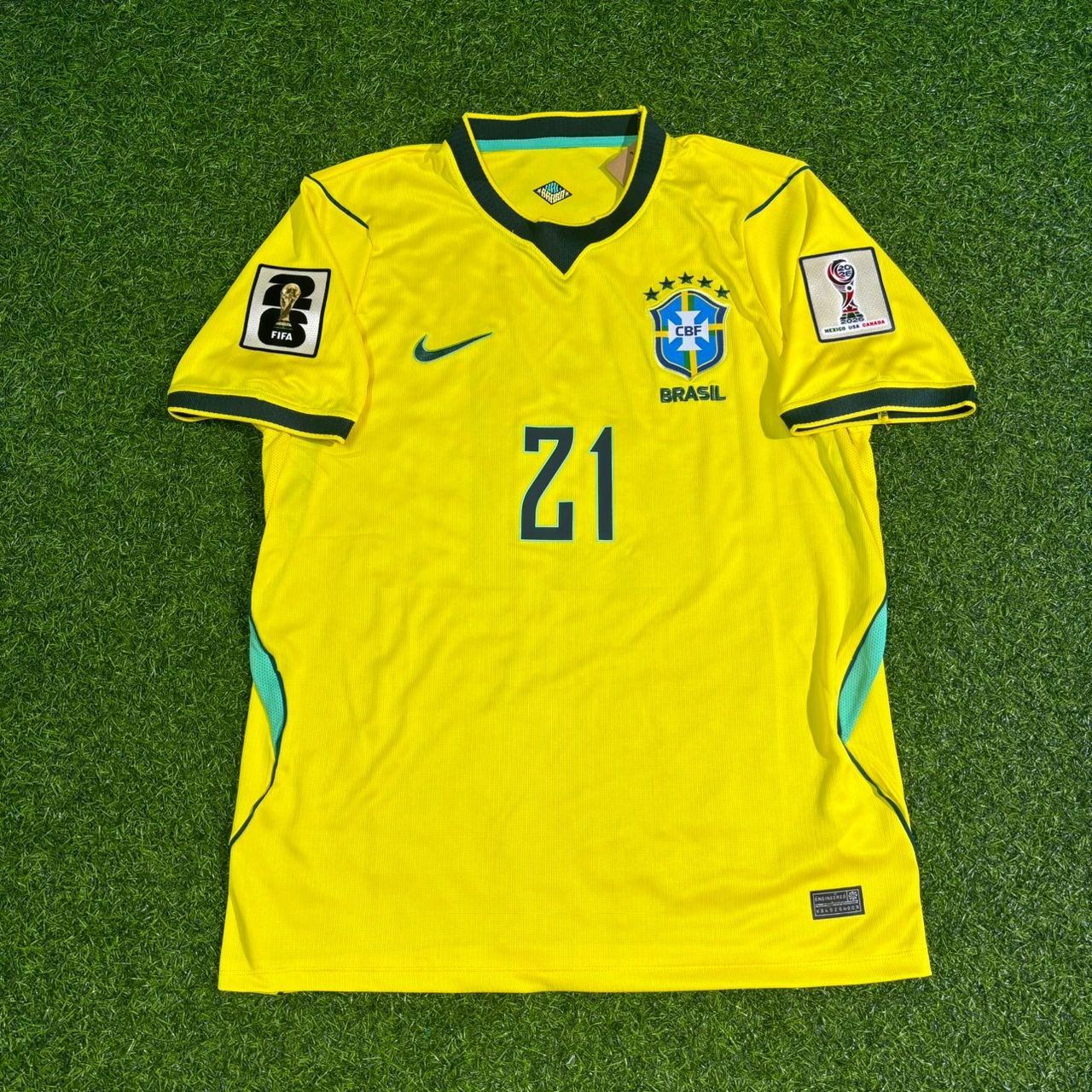 Maillot de football domicile jaune Matheus Cunha #21 Brésil Coupe du Monde 2026