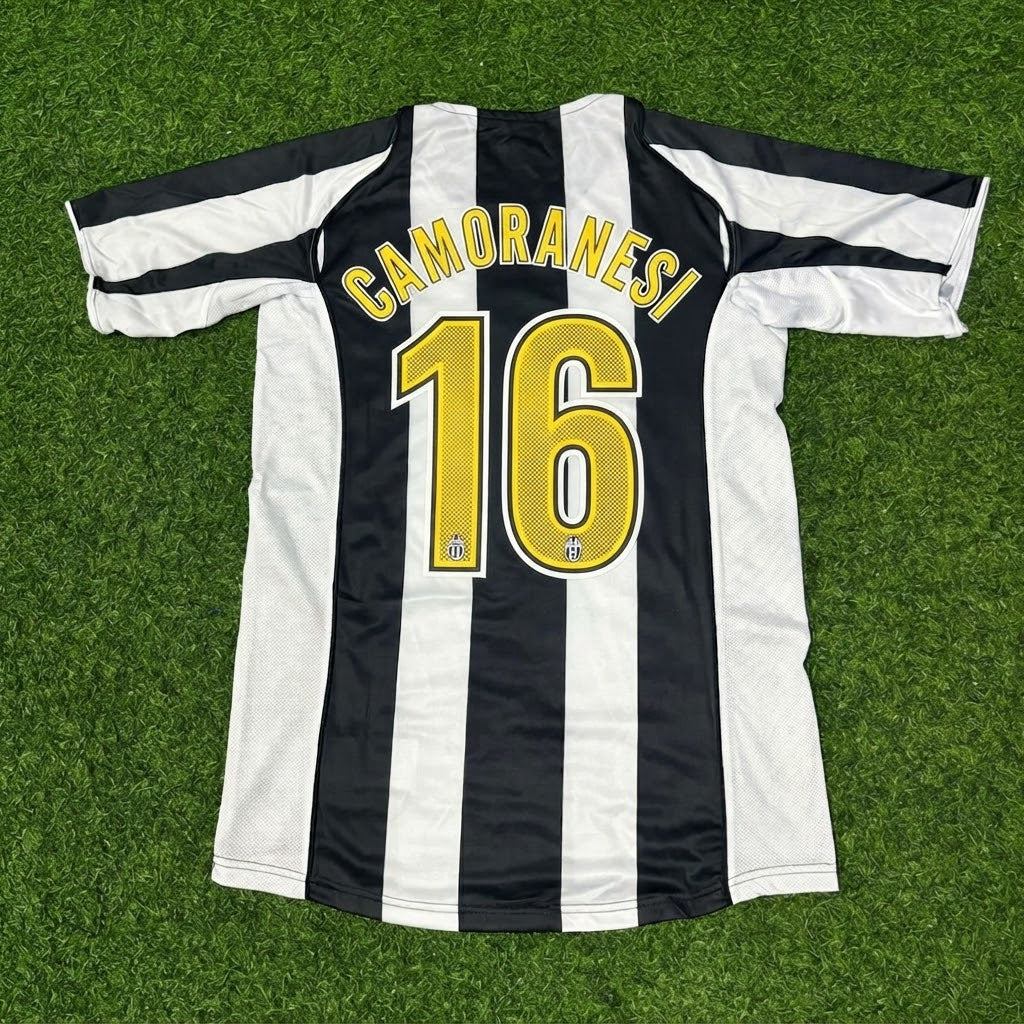 Camiseta de fútbol retro local Juventus 2004-2005 Mauro Camoranesi #16, blanco y negro