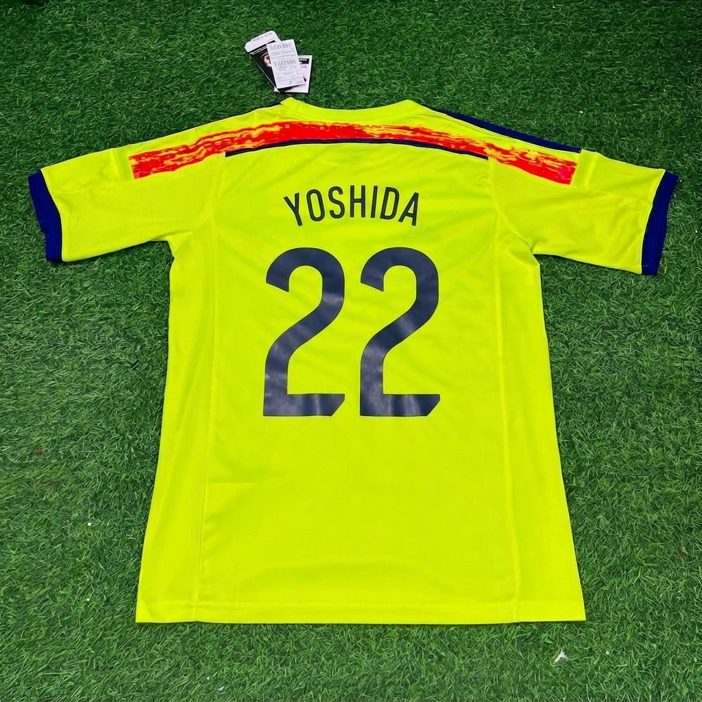 Maya Yoshida Japan 2014 Weltmeisterschaft Gelbes Auswärts Retro-Trikot