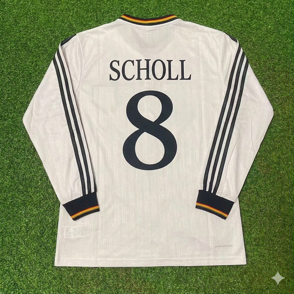 Deutschland 1996 EURO-Finale Heim Retro-Fußballtrikot Langarm – Mehmet Scholl 8