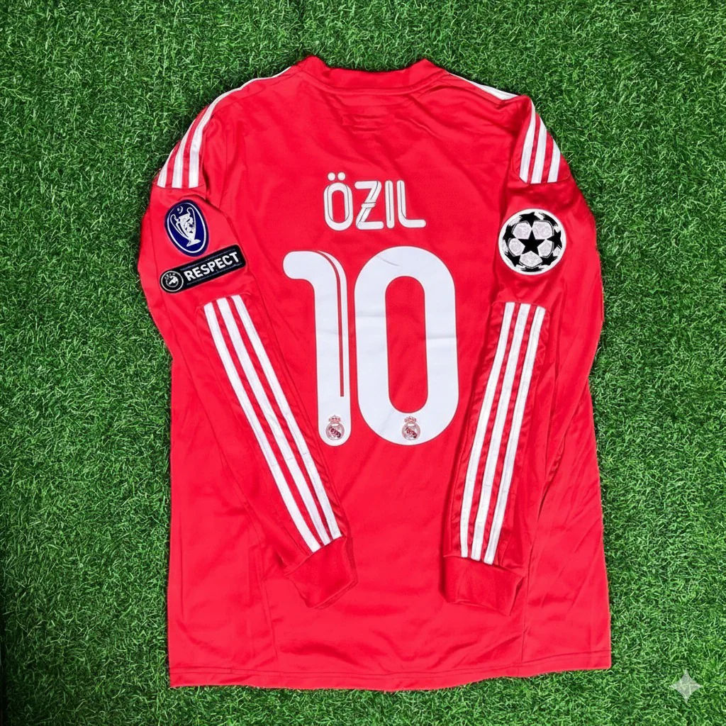Mesut Özil 10- Real Madrid 2011-2012 Red Long Sleeve Jersey Soccer Shirt